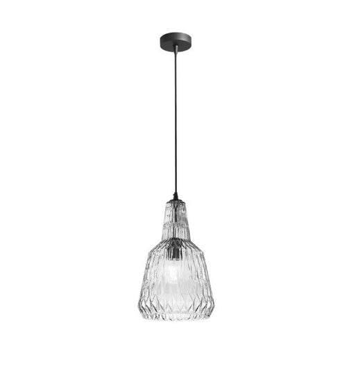 Lampadario in vetro cristallo sfaccettato GRIGIO 150X23X10CM