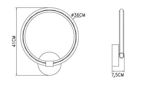 Applique Led , Struttura in metallo con diffusore in acrilico 20W 41X36X7,5CM