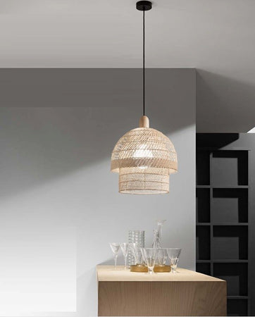 Lampadario a sospensione legno naturale 192,5X40X10cm