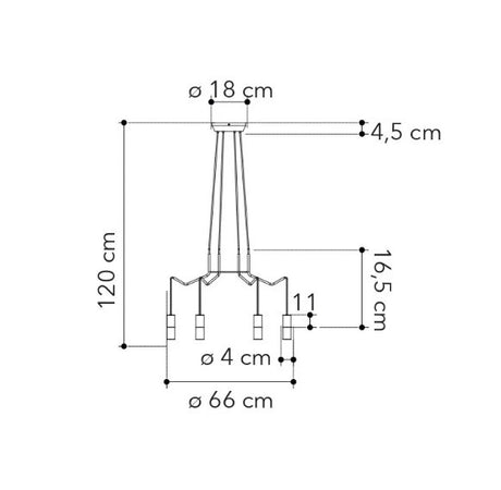 Lampadario a sospensione acrilico e metallo nero 120X66CM