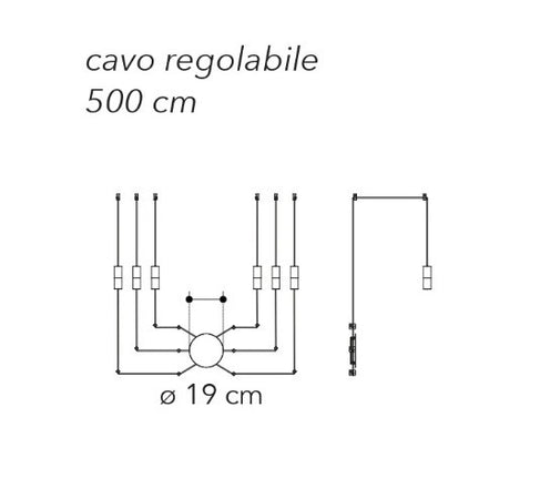Plafoniera moderna acrilico e metallo nero max 500 CM