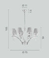 Lampadario a sospensione 8xE14 105X75X50CM