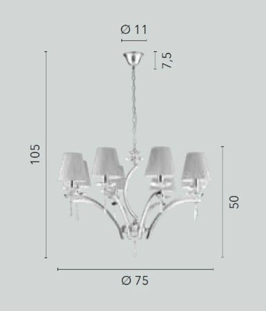Lampadario a sospensione 8xE14 105X75X50CM
