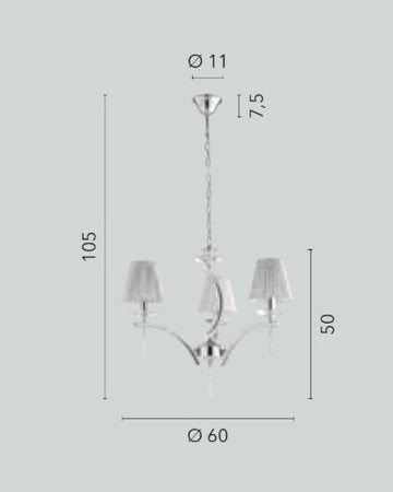 Lampadario a sospensione 3xE14 105X60X50 CM