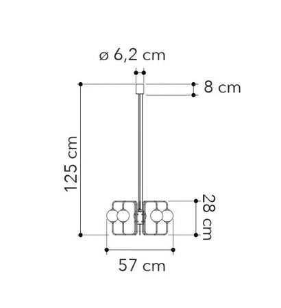 Lampadario a sospensione 5xG9 125X57X28 CM
