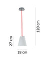 Lampadario a sospensione con cavo in tessuto rosso 1XE27 120X18X27CM