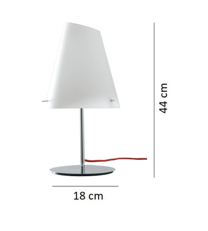 Lampada da tavolo in metallo cromato e cavo rosso 44X18 CM