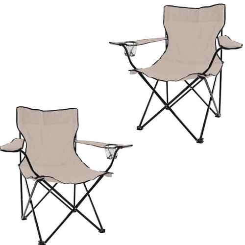 Sedia Campeggio Kit 2pz Camping Pieghevole Telo Oxford Sacca con Maniglia Beige