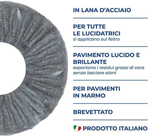 Discolux Ricambio per Lucidatrice Pavimenti 15pz Disco in Lana d'Acciaio Grigio