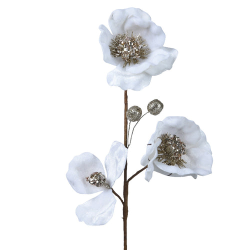 Fiore decorativo in velluto Bianco, decorazione da 56 cm