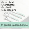 Posate Colorate in Acciaio Inox kit 24pz colore Verde Shabby Design Ergonomico