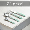 Posate Colorate in Acciaio Inox kit 24pz colore Verde Shabby Design Ergonomico