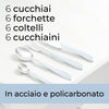 Posate Colorate in Acciaio Inox kit 24pz colore Turchese Design Ergonomico
