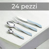 Posate Colorate in Acciaio Inox kit 24pz colore Turchese Design Ergonomico