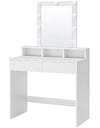 Consolle Trucco con Specchio a Led Mobile Makeup 2 Cassetti 80x40 H 140cm Luce Regolabile