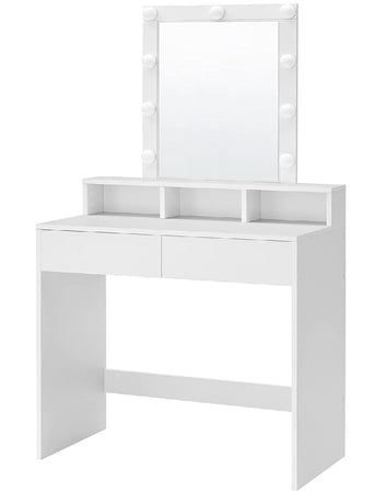 Consolle Trucco con Specchio a Led Mobile Makeup 2 Cassetti 80x40 H 140cm Luce Regolabile