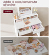 Consolle Trucco con Specchio a Led Mobile Makeup 2 Cassetti 80x40 H 140cm Luce Regolabile