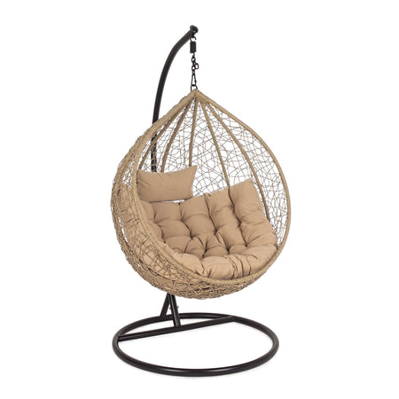 Poltrona a dondolo sospesa "Amirantes" per giardino e veranda in rattan con cuscino