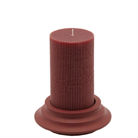 Candela cilindrica decorata cera dorica con piatto per ambienti