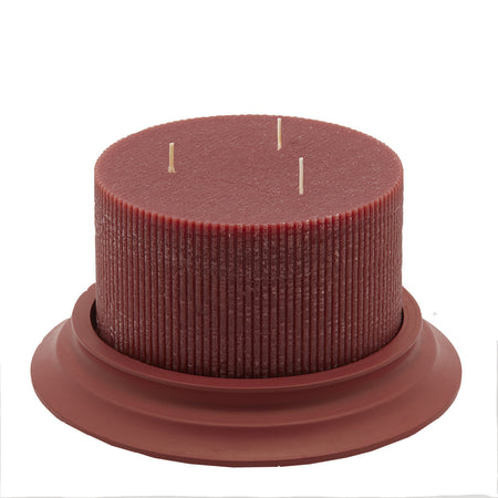 Candela cilindrica decorata cera dorica con piatto per ambienti