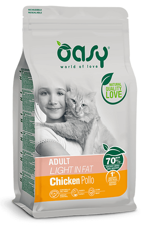 Oasy Lifestage Adult Light in Fat Pollo per Gatti