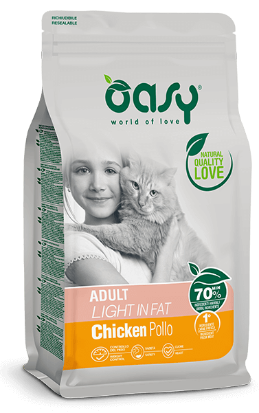 Oasy Lifestage Adult Light in Fat Pollo per Gatti