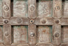 Biscottini Cassapanca antica originale in legno di teak intagliato con finitura decapata