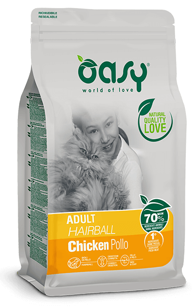 Oasy Lifestage Adult Hairball Pollo per Gatti