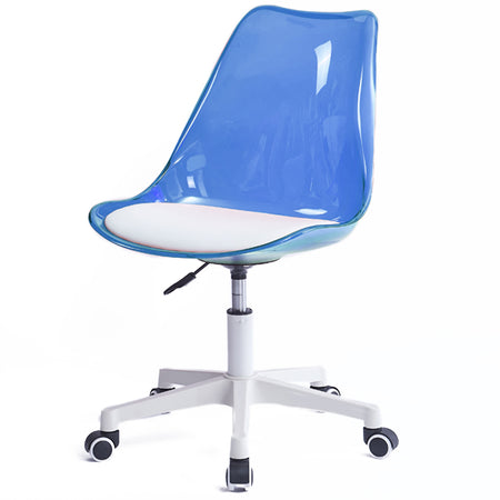 Sedia Scrivania Ufficio 5 ruote e Schienale Trasparente Poltroncina Moderna Blu