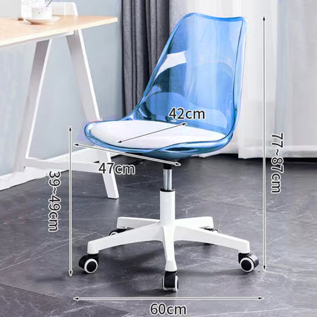 Sedia Scrivania Ufficio 5 ruote e Schienale Trasparente Poltroncina Moderna Blu