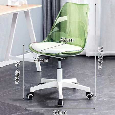 Sedia Scrivania Ufficio 5 ruote e Schienale Trasparente Poltroncina Moderna Verde