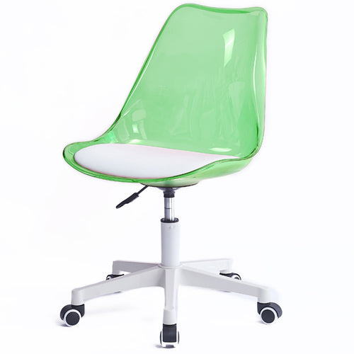Sedia Scrivania Ufficio 5 ruote e Schienale Trasparente Poltroncina Moderna Verde