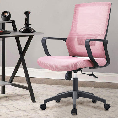 Sedia Scrivania Ufficio Protezione Lombare Traspirante Altezza Regolabile Rosa