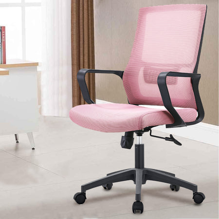Sedia Scrivania Ufficio Protezione Lombare Traspirante Altezza Regolabile Rosa