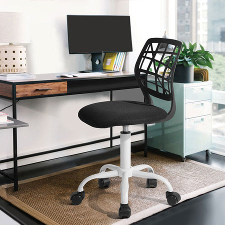 Sedia da Scrivania Cameretta Altezza Regolabile Ergonomica Base Bianca Nero