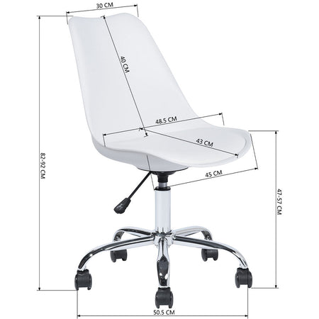 Sedia Poltrona Scrivania Base in Acciaio Ufficio Cameretta Design Moderno Bianco