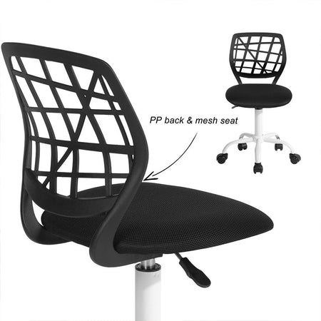 Sedia da Scrivania Cameretta Altezza Regolabile Ergonomica Base Bianca Nero