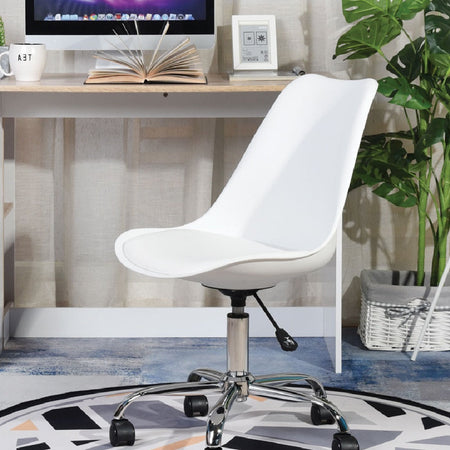 Sedia Poltrona Scrivania Base in Acciaio Ufficio Cameretta Design Moderno Bianco