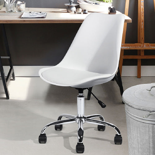 Sedia Poltrona Scrivania Base in Acciaio Ufficio Cameretta Design Moderno Bianco