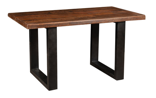 Biscottini Tavolo con base in ferro e piano in legno massello riciclato di rovere