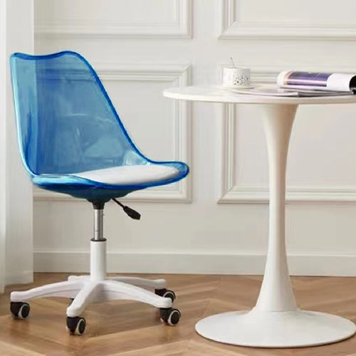 Sedia Scrivania Ufficio 5 ruote e Schienale Trasparente Poltroncina Moderna Blu