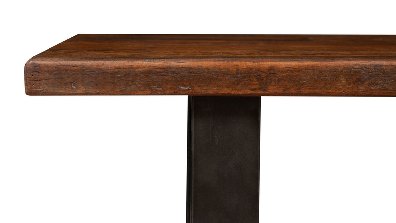 Biscottini Tavolo con base in ferro e piano in legno massello riciclato di rovere