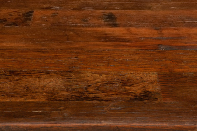 Biscottini Tavolo con base in ferro e piano in legno massello riciclato di rovere