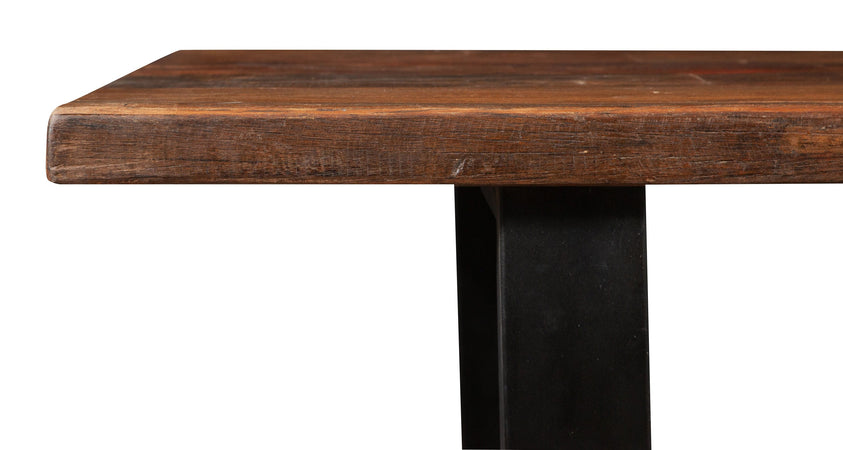 Biscottini Tavolo con base in ferro e piano in legno massello riciclato di rovere