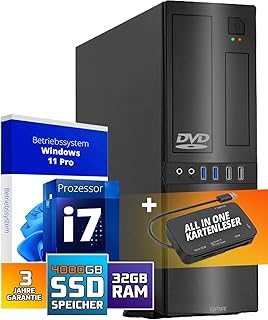 GMR Ultra Slim i7 Office PC - Business Office Computer 3 Year Warranty 32 GB RAM 4000GB SSD DVDRW USB 3 Windows 11 Pro WiFi Bluetooth