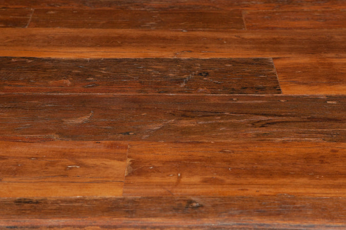 Biscottini Tavolo con base in ferro e piano in legno massello riciclato di rovere