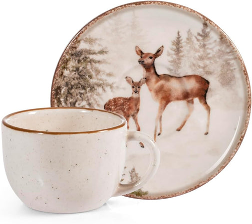 Confezione 4 tazze caffè con piatto magical deerH&H