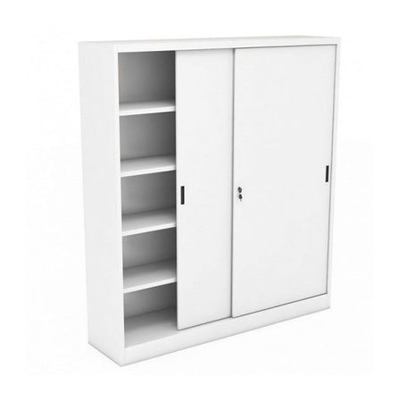 Armadio archiviazione ad ante scorrevoli in metallo e piani regolabili ad incastro cm. 150x60x200H