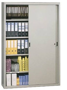 Armadio ad ante scorrevoli per archivio documenti colore grigio cm. 150x45x200H