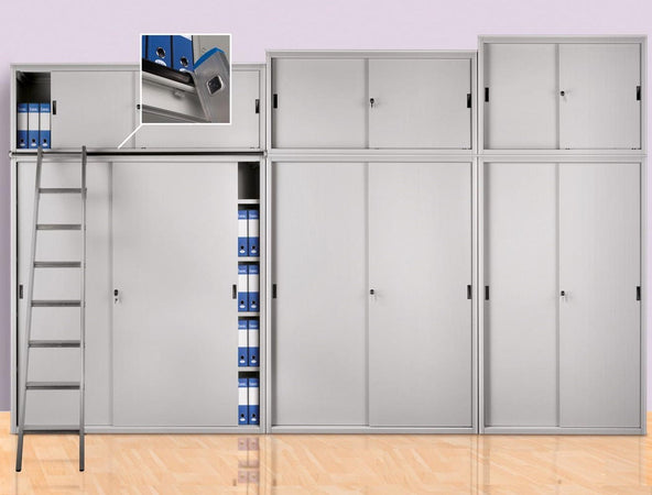 Armadio ad ante scorrevoli per archivio documenti colore grigio cm. 150x45x200H